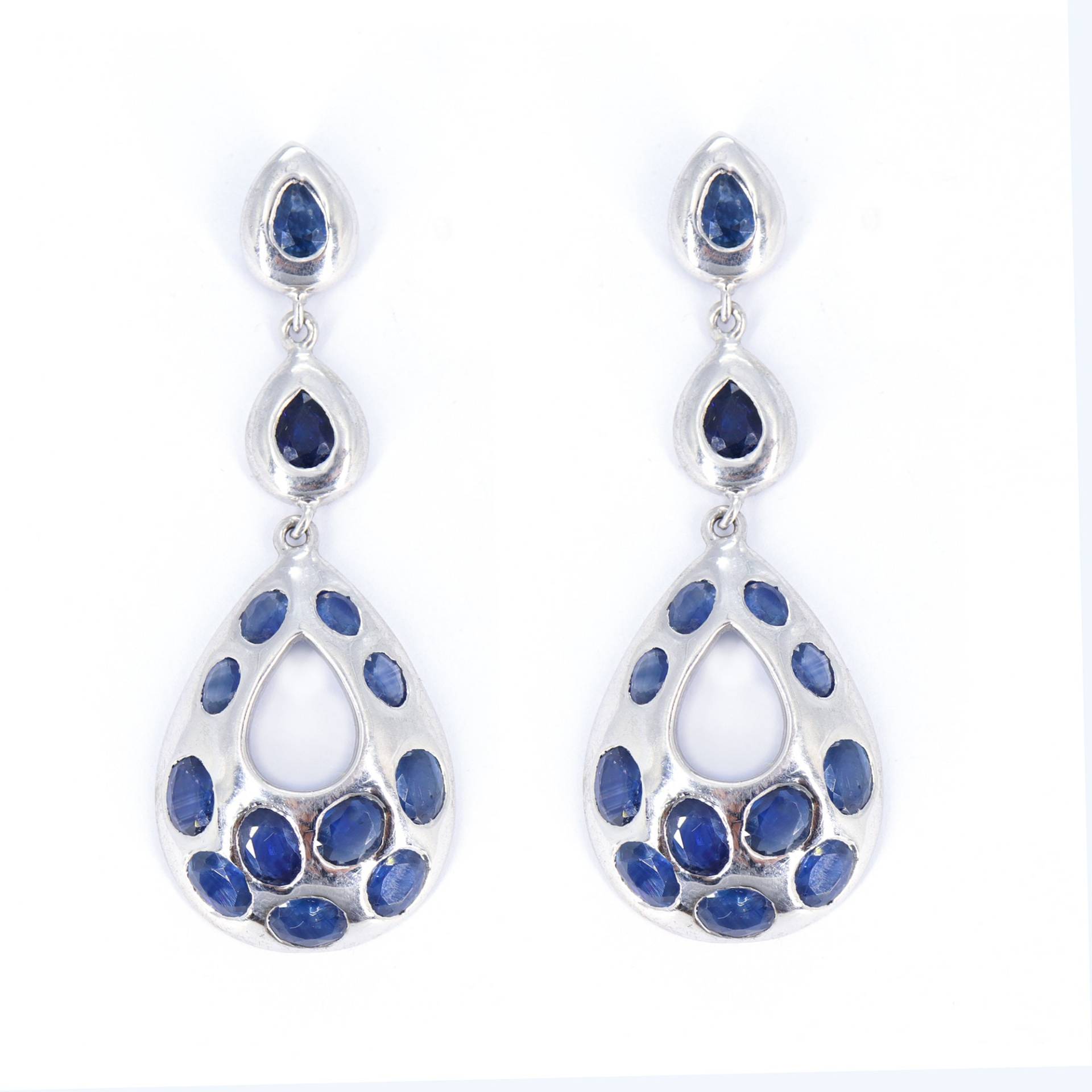 Natürliche Blaue Saphir Ohrringe, Lange Baumeln Hochzeit Geschenk Für Sie, Blauer Saphir, Handgemachter Schmuck, Tropfen Ohrringe von Shubhkrishnajewels