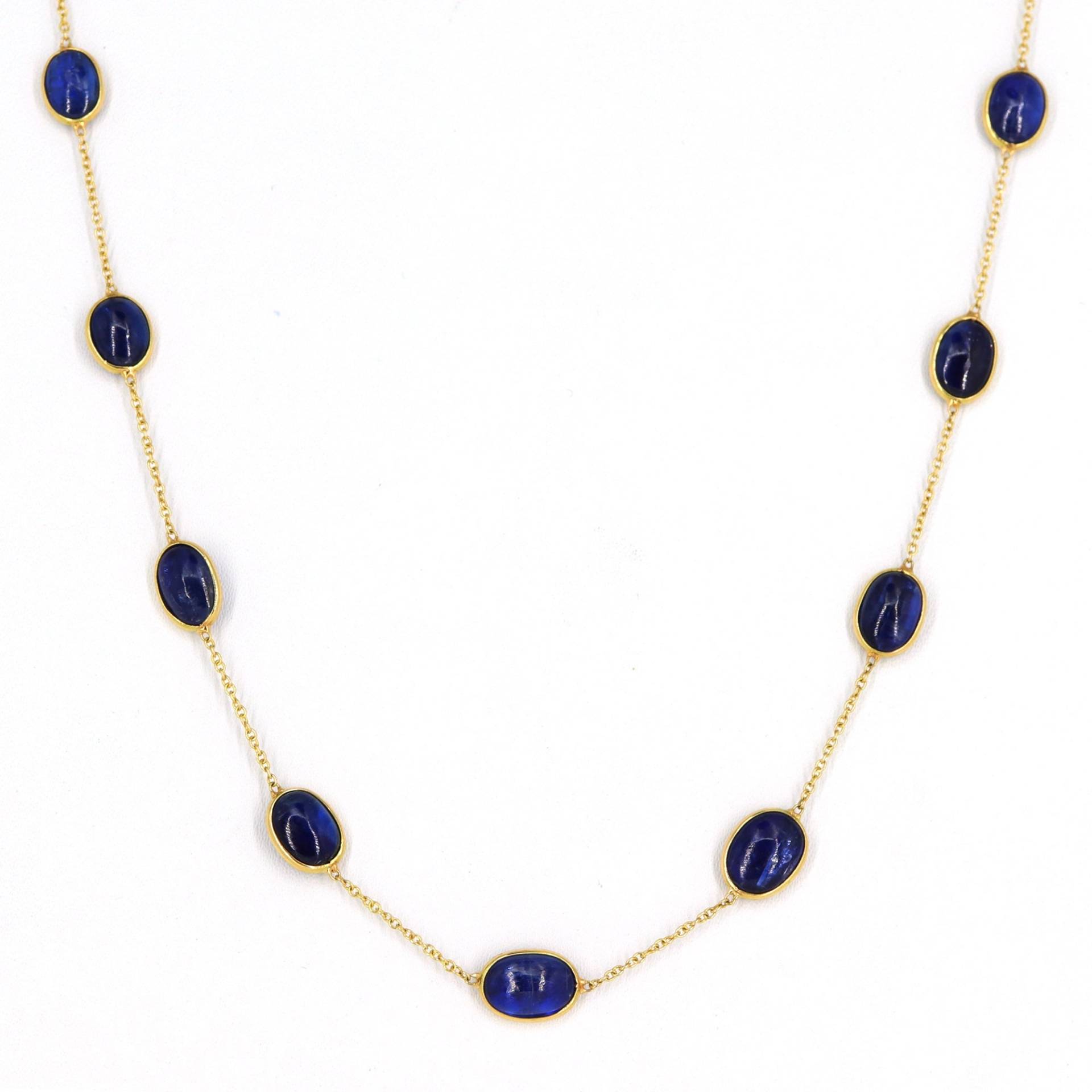 Natürliche Kyanit Edelstein Kette Halskette /18K Massiv Gelbgold/Blau Farbe Armband Kette/ Fußkettchen/Februar Geburtsstein Goldkette von Shubhkrishnajewels