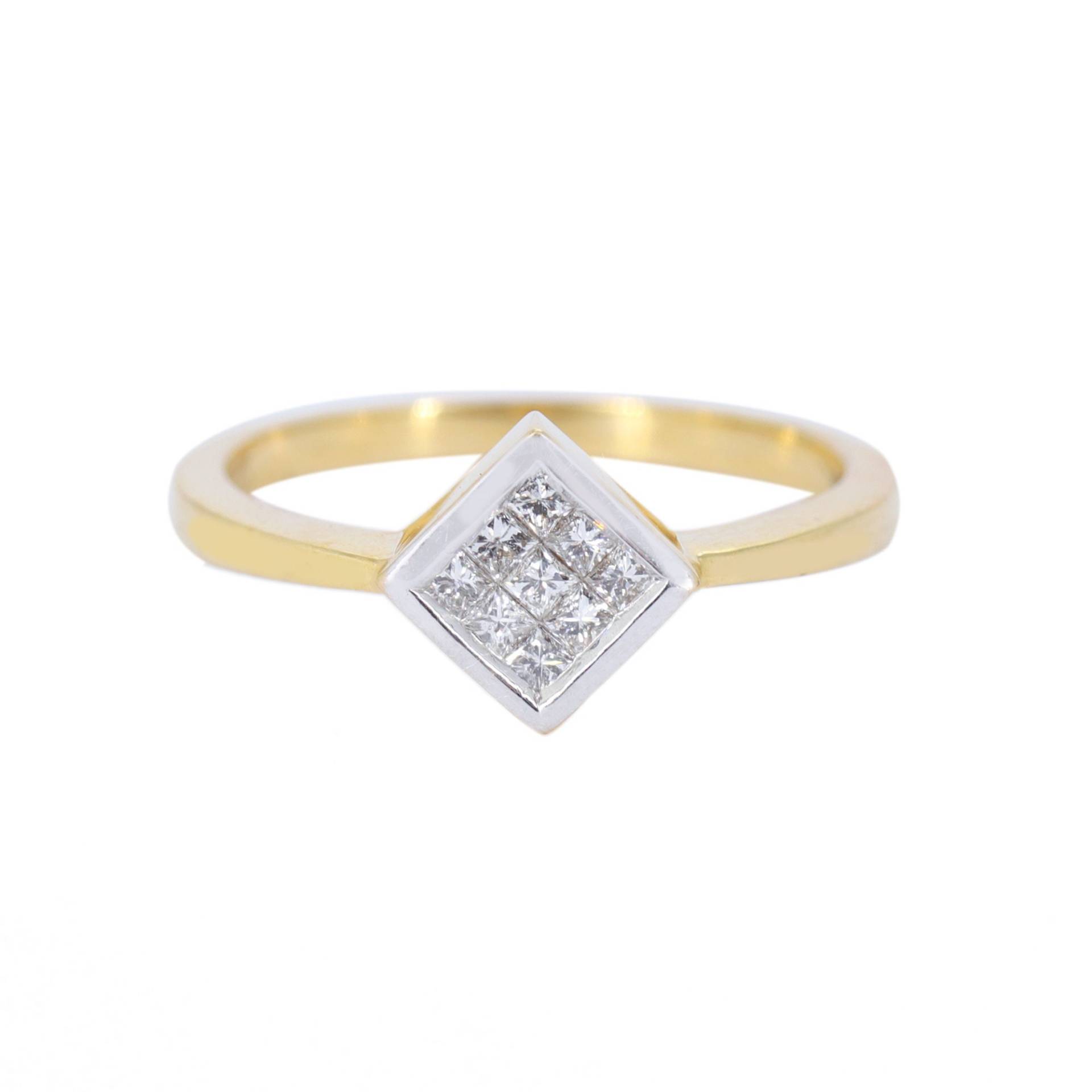 Princess Cut Diamant Ring, 18K Massiver Gelbgold Zusammengesetzter Weihnachtsgeschenk Für Sie, Verlobungsring, Hochzeitsgeschenk von Shubhkrishnajewels