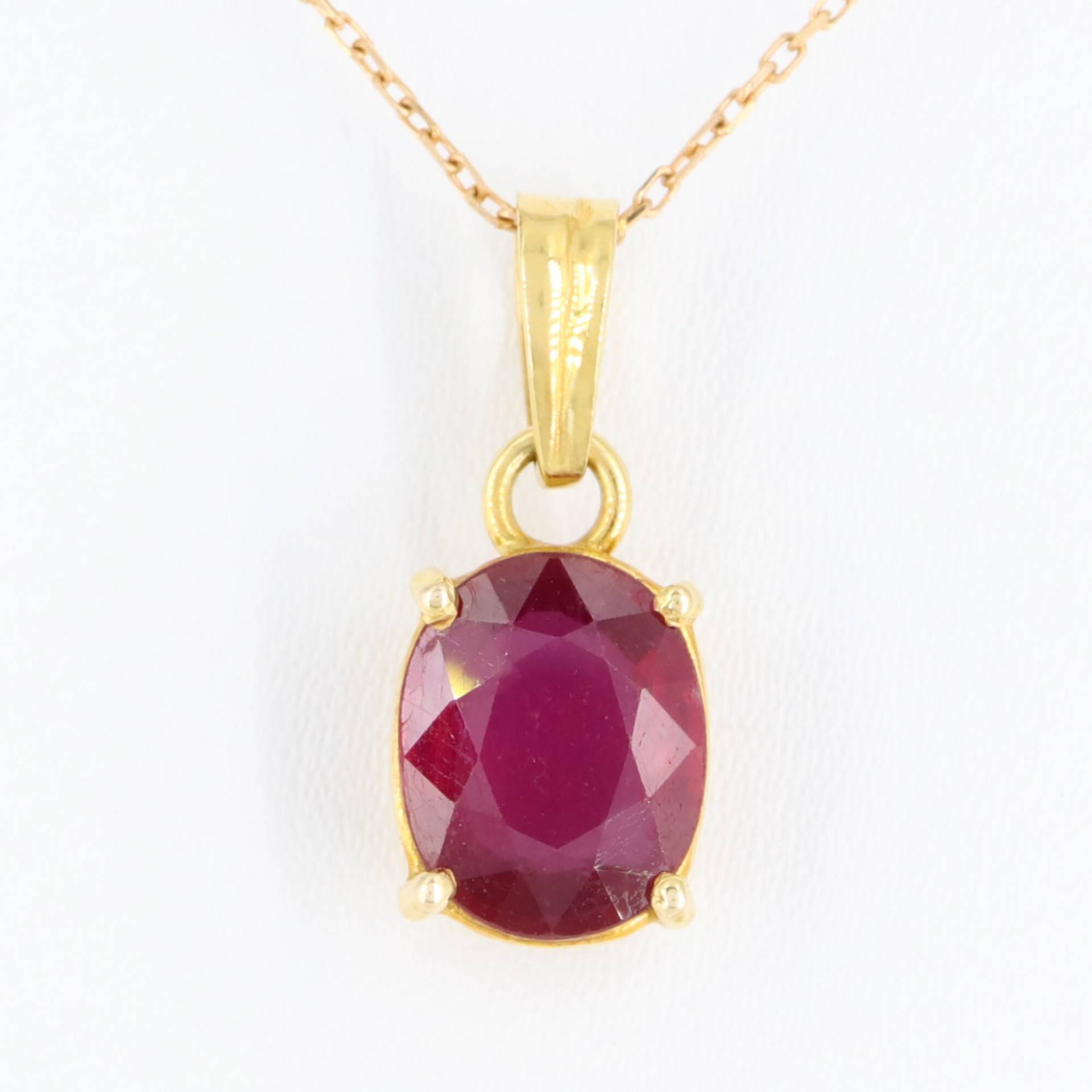 Rubin Anhänger, Juli Geburtsstein 14K Gold Schmuck, Zierliche Geschenk Für Sie, Rote Farbe Edelstein, Oval Form Edelstein von Shubhkrishnajewels