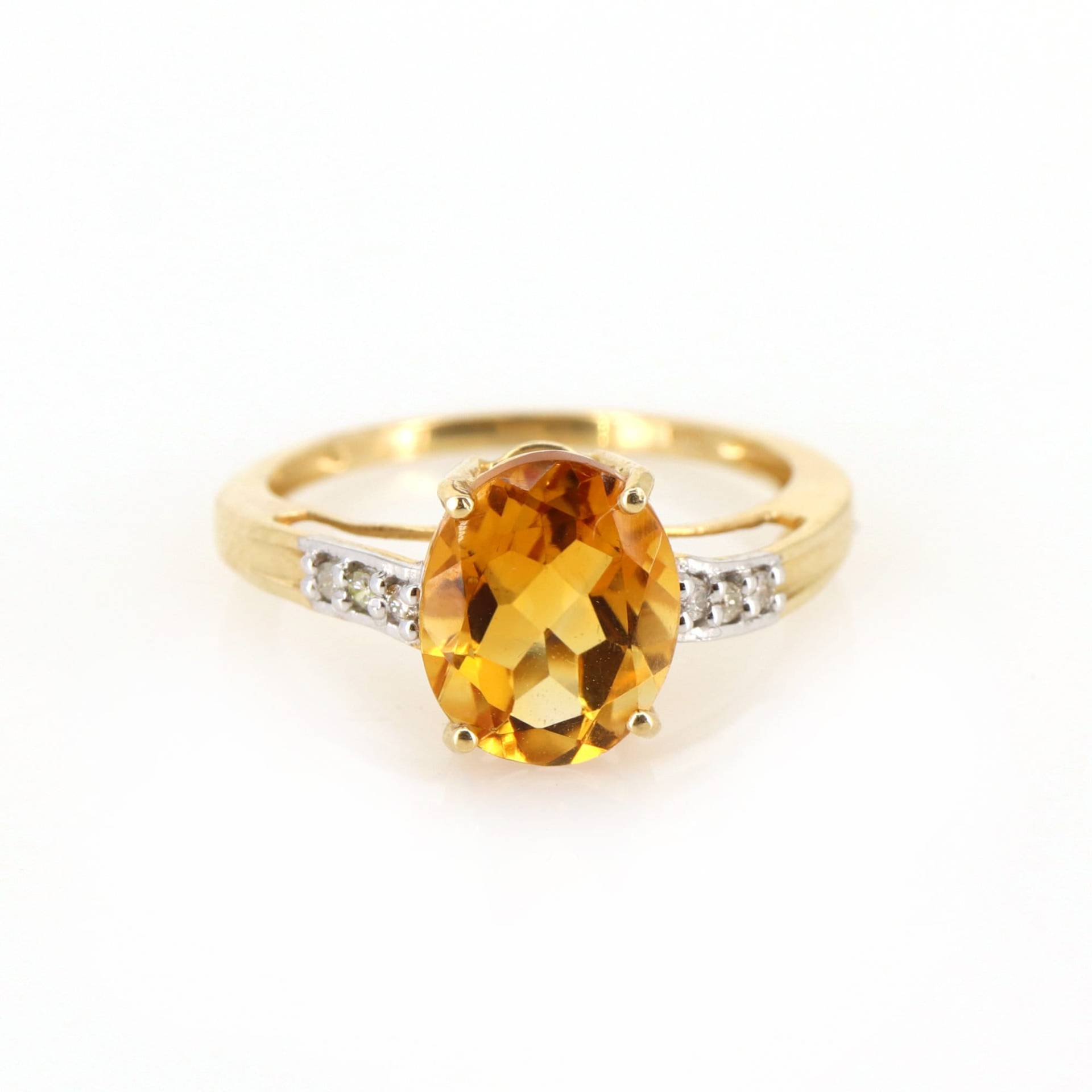 Vintage Massiver 14K Gelbgold Citrin Diamant Ring - Gelber Edelstein Qualität Feiner Nachlass Schmuck Echtes Gold Für Sie von Shubhkrishnajewels