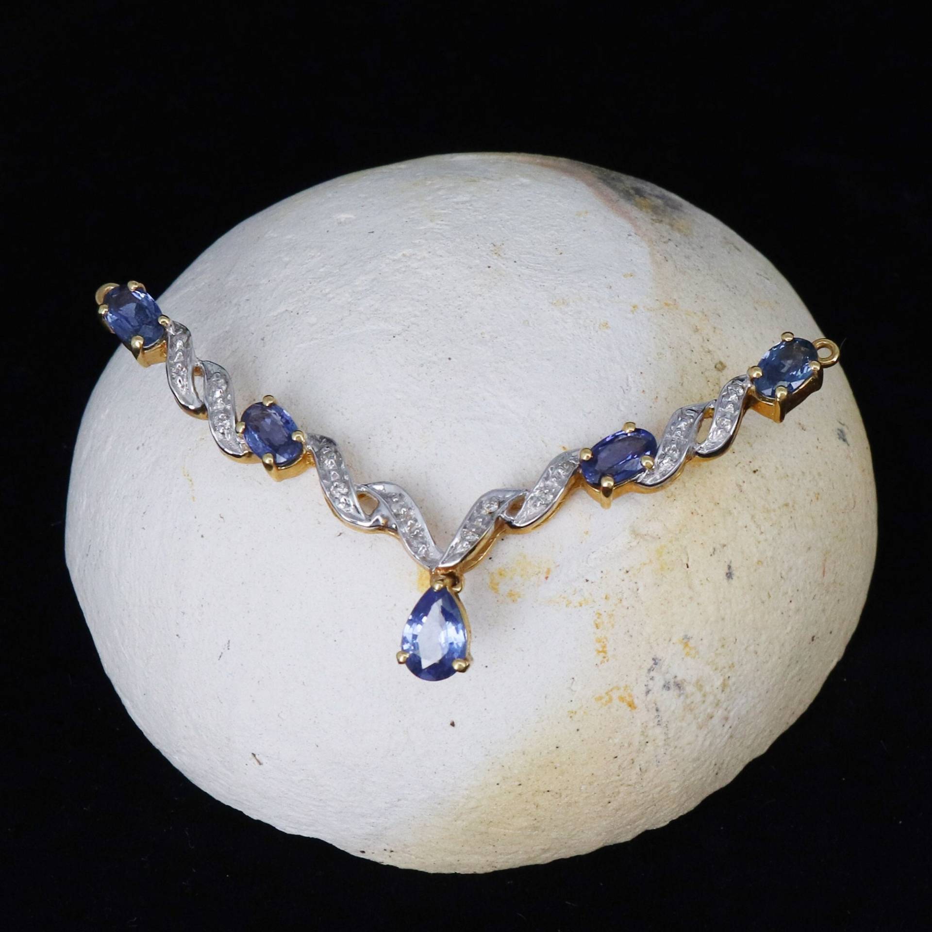 Wunderschöne Natürliche Saphir & Diamant Anhänger Halskette, Blaue September Geburtsstein, Jahrestag Geschenk Für Mama, Schmuck von Shubhkrishnajewels