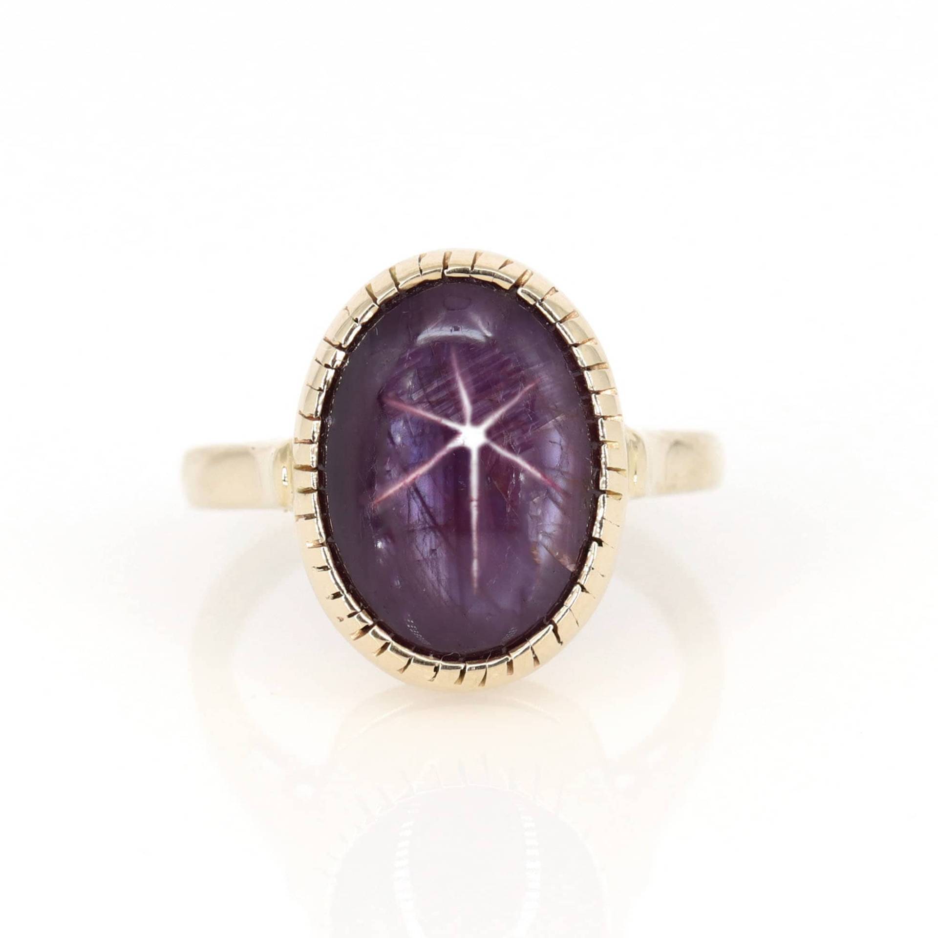 stern Rubin Ring, Echter Karat Cabochon Solitär Juli Geburtsstein, Ehering, Verlobungsring, Geschenk Für Sie von Shubhkrishnajewels