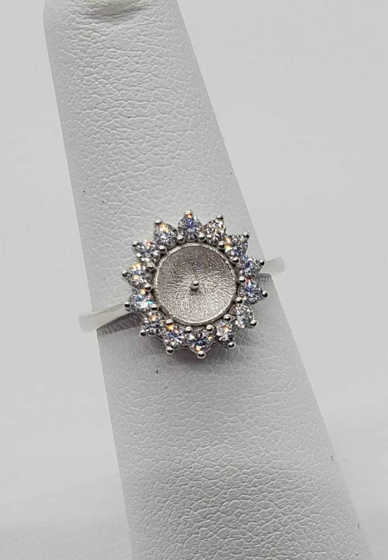 925 Sterling Silber Sonnenblume Perle Ring Fassung - Einstellbar | Perle Nicht Enthalten 925 Sterling Silber Sonnenblume Perle Ring Fassung - Einstellbar | Perle Nicht Enthalten von ShuckingAwesome