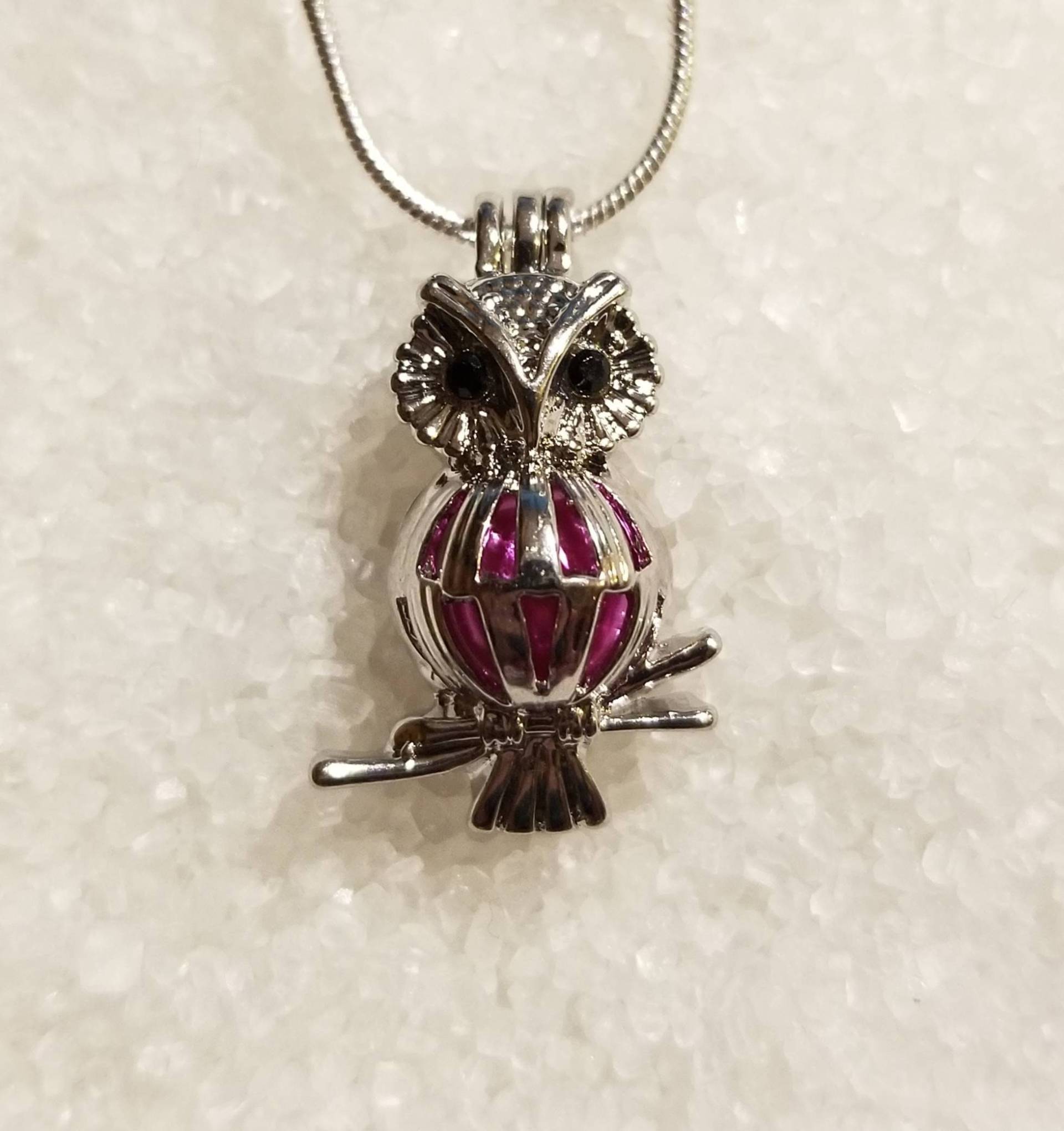 Versilberte Eule Auf Ast Perle Käfig Anhänger Mit 20-Zoll-sterling Silber Schlangenkette | Perlen Nicht Enthalten von ShuckingAwesome