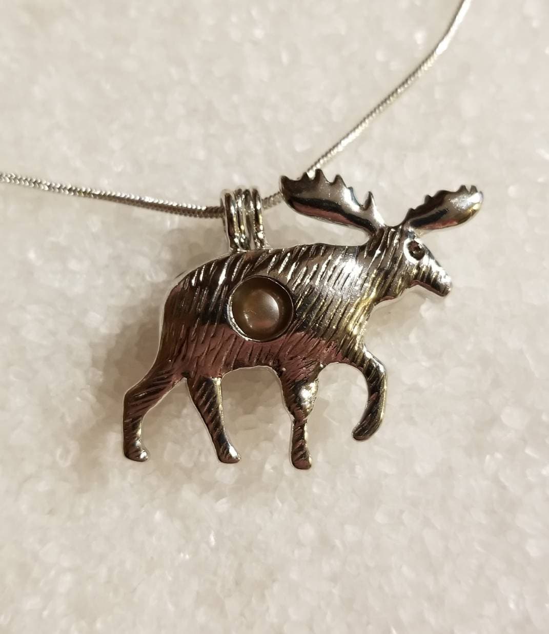 Versilberter Elch Hirsch Perlenkäfig Anhänger Mit 20" 925 Sterling Silber Kette | Perle Nicht Inklusive von ShuckingAwesome