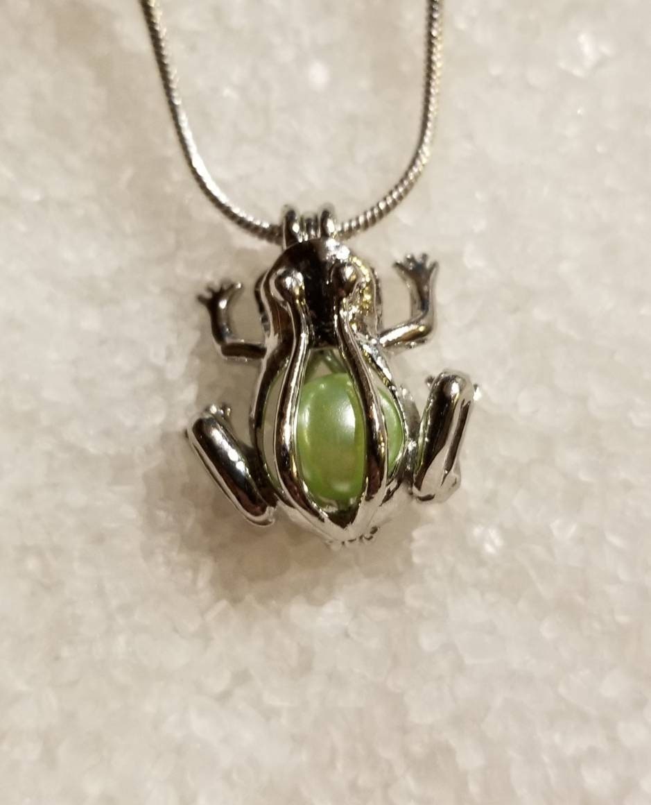 Versilberter Frosch-Käfig-Perlen-Anhänger Mit 20-Zoll-sterlingsilber-Schlangenkäfig | Perlen Nicht Enthalten von ShuckingAwesome