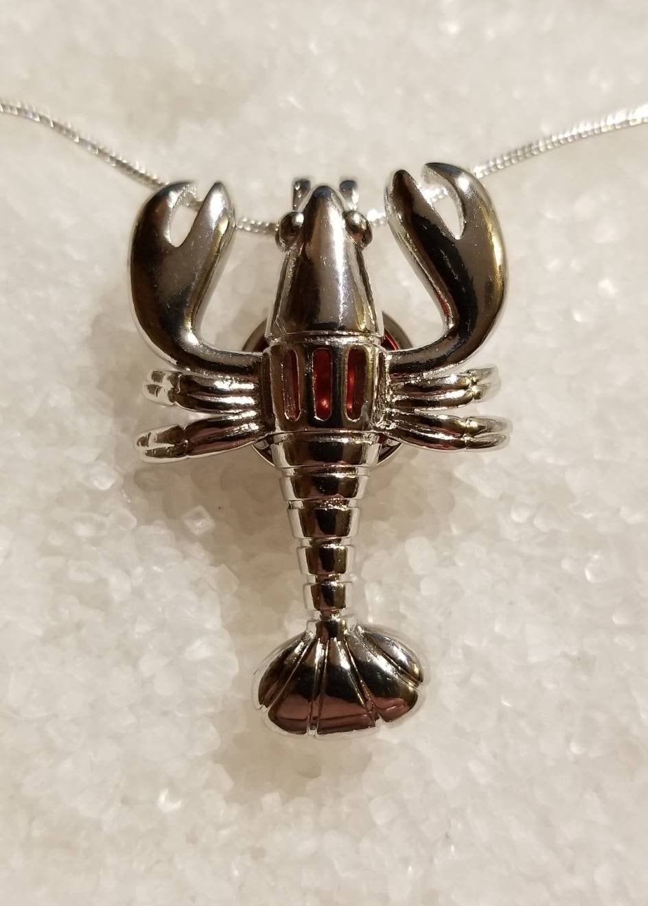 Versilberter Hummer Perlenkäfig Anhänger Mit 20" Sterling Silber Schlangenkette | Perlen Nicht Inklusive von ShuckingAwesome