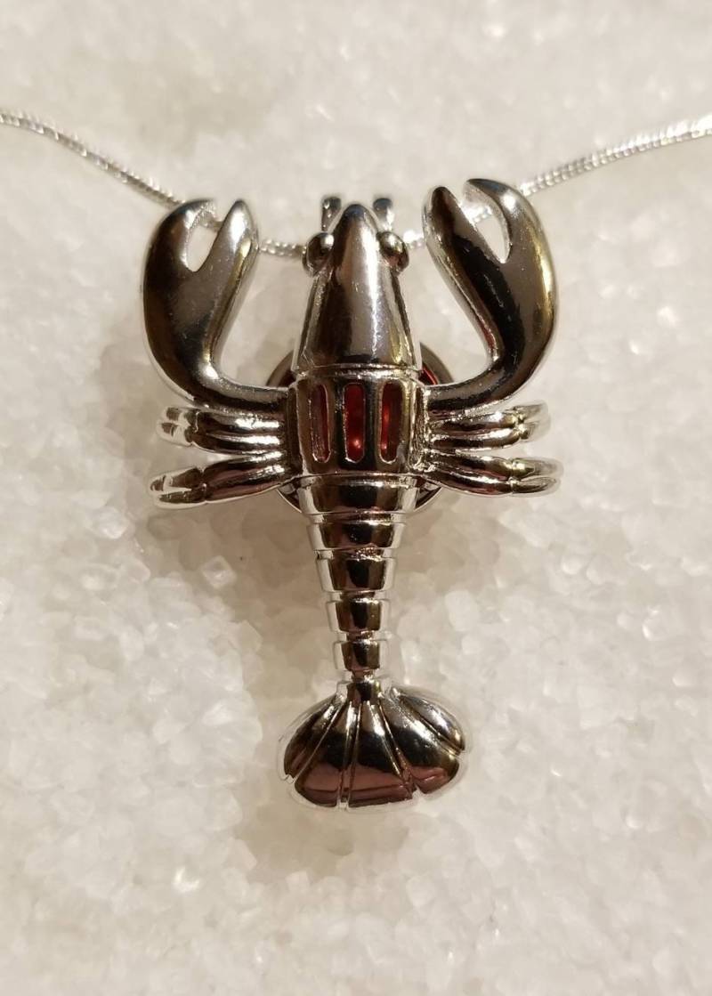 Versilberter Hummer Perlenkäfig Anhänger Mit 20" Sterling Silber Schlangenkette | Perlen Nicht Inklusive Versilberter Hummer Perlenkäfig Anhänger Mit 20" Sterling Silber Schlangenkette | Perlen Nicht Inklusive von ShuckingAwesome