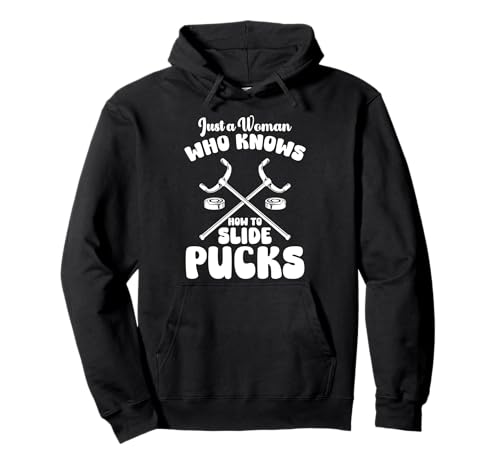 Just A Woman Who Knows How To Slide Picks Shuffleboard Pullover Hoodie von Shuffleboard Spiel Sportart Design