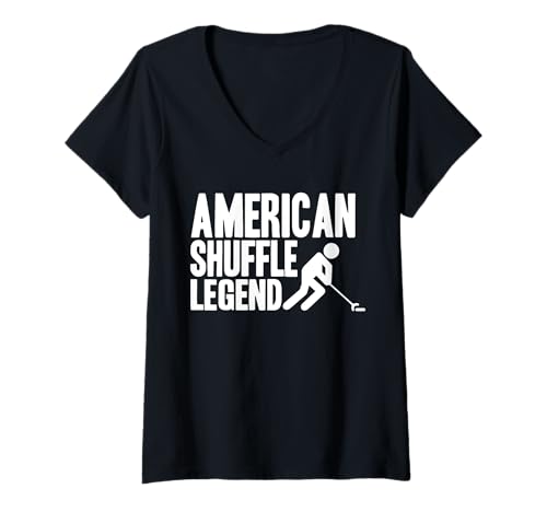 Damen American Shuffle Legend Shuffleboard Player T-Shirt mit V-Ausschnitt Damen American Shuffle Legend Shuffleboard Player T-Shirt mit V-Ausschnitt von Shuffleboard Spiel Sportart Designs Idee