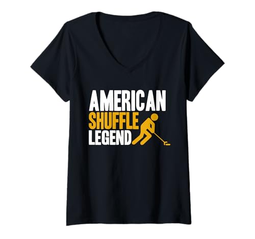 Damen American Shuffle Legend Shuffleboard Player T-Shirt mit V-Ausschnitt Damen American Shuffle Legend Shuffleboard Player T-Shirt mit V-Ausschnitt von Shuffleboard Spiel Sportart Designs Idee