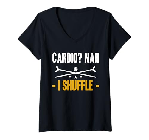 Damen Cardio? Nah I Shuffle Shuffleboard Player T-Shirt mit V-Ausschnitt von Shuffleboard Spiel Sportart Designs Idee