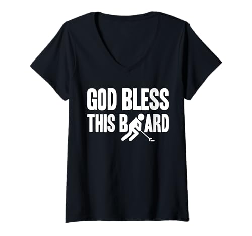 Damen God Bless This Board Shuffleboard Player T-Shirt mit V-Ausschnitt Damen God Bless This Board Shuffleboard Player T-Shirt mit V-Ausschnitt von Shuffleboard Spiel Sportart Designs Idee