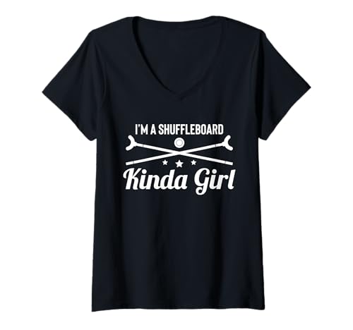 Damen Im A Shuffleboard Kinda Girl Player T-Shirt mit V-Ausschnitt Damen Im A Shuffleboard Kinda Girl Player T-Shirt mit V-Ausschnitt von Shuffleboard Spiel Sportart Designs Idee