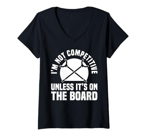 Damen Im Not Competitive Unless Its On The Board T-Shirt mit V-Ausschnitt von Shuffleboard Spiel Sportart Designs Idee