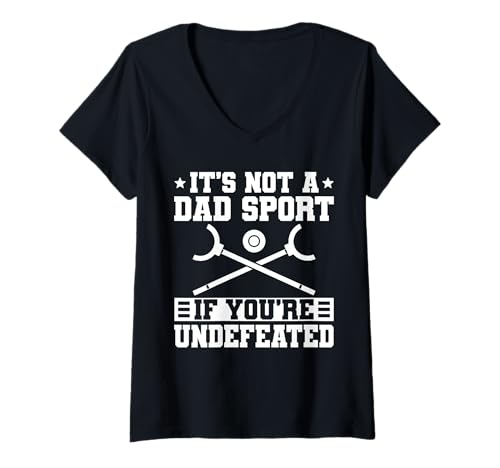 Damen Its Not A Dad Sport If Youre Undefeated Shuffleboard Player T-Shirt mit V-Ausschnitt von Shuffleboard Spiel Sportart Designs Idee