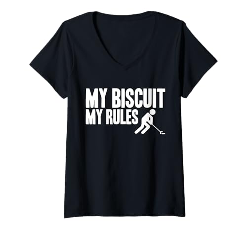 Damen My Biscuit My Rules Shuffleboard Player T-Shirt mit V-Ausschnitt von Shuffleboard Spiel Sportart Designs Idee