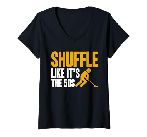 Damen Shuffle Like Its The 50s Shuffleboard Player T-Shirt mit V-Ausschnitt von Shuffleboard Spiel Sportart Designs Idee