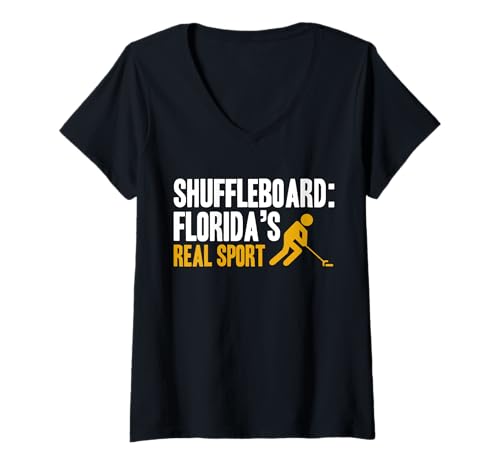 Damen Shuffleboard Floridas Real Sport Player T-Shirt mit V-Ausschnitt Damen Shuffleboard Floridas Real Sport Player T-Shirt mit V-Ausschnitt von Shuffleboard Spiel Sportart Designs Idee