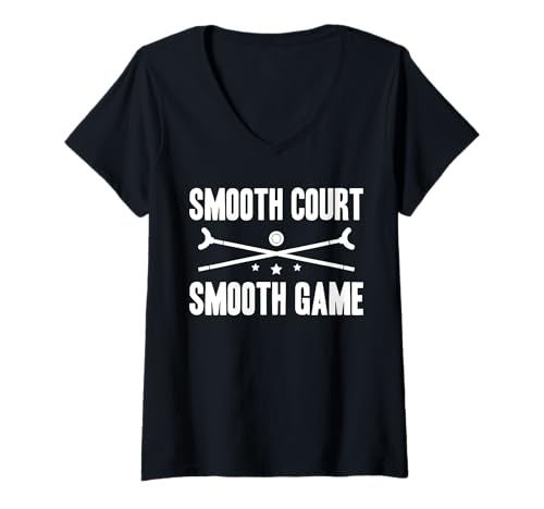 Damen Smooth Court Smooth Game Shuffleboard Player T-Shirt mit V-Ausschnitt von Shuffleboard Spiel Sportart Designs Idee