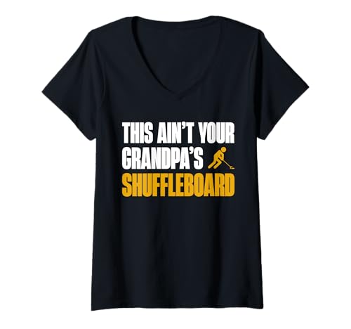 Damen This Aint Your Grandpas Shuffleboard Player T-Shirt mit V-Ausschnitt von Shuffleboard Spiel Sportart Designs Idee