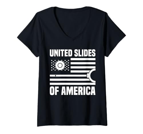 Damen United Slides of America Shuffleboard Player USA Flag T-Shirt mit V-Ausschnitt Damen United Slides of America Shuffleboard Player USA Flag T-Shirt mit V-Ausschnitt von Shuffleboard Spiel Sportart Designs Idee