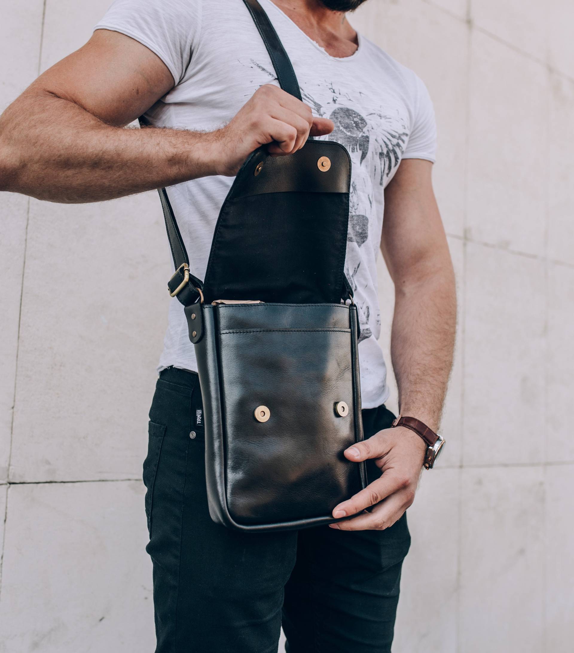 Echtleder Handtasche, Leder Tragetasche, Umhängetasche Für Männer, Männer von ShufliaCrafts