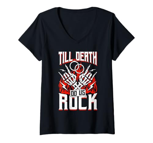 Damen Gitarre Hochzeit Thema Rock N Roll Bride T-Shirt mit V-Ausschnitt von Shuggy's Bride Gifts