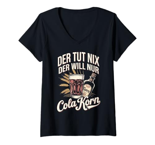 Damen T Shirt Lustig Korn Cola Cola Korn Tshirt T-Shirt mit V-Ausschnitt von Shuggy's Cola_Korn Gifts