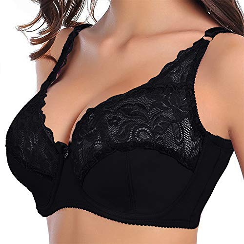 Shujin Damen BH mit Bügel Geblümt Spitze V Push-Up Bra Büstenhalter Soft Verstellbare Ultradünn BH Große Größen Cup von Shujin