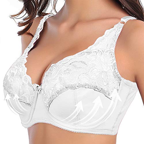 Shujin Damen BH mit Bügel Geblümt Spitze V Push-Up Bra Büstenhalter Soft Verstellbare Ultradünn BH Große Größen Cup von Shujin