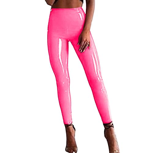 Shujin Damen Kunstleder Leggings Stretch PU Lederhose Skinny Schlank Hose High Waist Slim Fit Leder-Optik Strumpfhosen Treggings Dünne Hose von Shujin