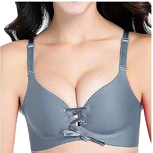 Shujin Damen Push up BH V Ausschnitt Ohne Bügel Nahtlos Bra Bustier mit Schnürung vorne Bra Unterwäsche von Shujin