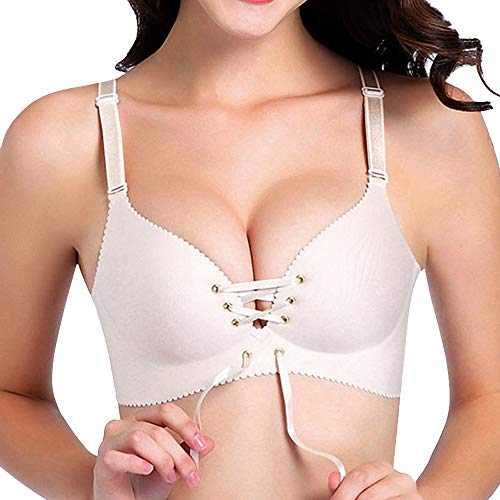 Shujin Damen Push up BH V Ausschnitt Ohne Bügel Nahtlos Bra Bustier mit Schnürung vorne Bra Unterwäsche von Shujin