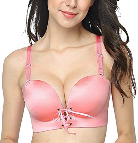 Shujin Damen Push up BH V Ausschnitt Ohne Bügel Nahtlos Bra Bustier mit Schnürung vorne Bra Unterwäsche von Shujin