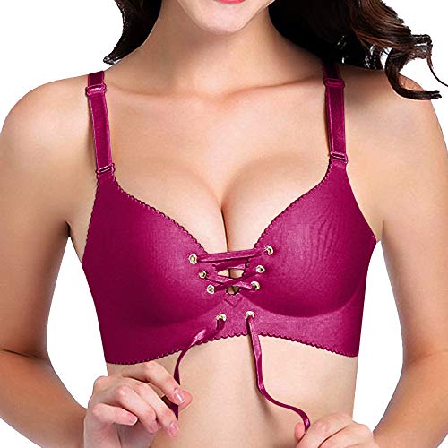 Shujin Damen Push up BH V Ausschnitt Ohne Bügel Nahtlos Bra Bustier mit Schnürung vorne Bra Unterwäsche von Shujin