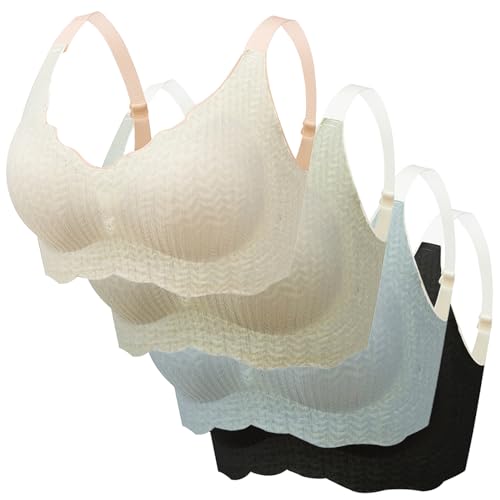 Shujin Elrosoy Jelly Gel Shaping BH,Gel Formender Komfort-BH für Damen Soft BH ohne Bügel Push Up Nahtlos Spitzen Bra Weich Bügelloser Bustier für Schlafen Yoga(Mehrfarbig,M) von Shujin