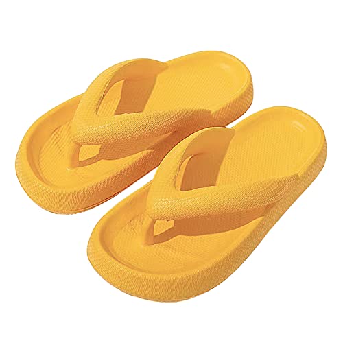 Shujin Flip Flops Unisex Zehentrenner Dicke Sohle Badelatschen Sommer Cozy Slides Wolkenslipper Original Schlappen Super Weich Rutschfeste Pantoffeln Hausschuhe(Gelb,EU 40/41) von Shujin