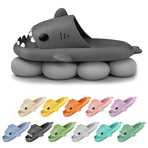 Shujin Hai Hausschuhe Unisex Shark Slippers Cloud Slides rutschfeste Badeschlappen Soft Badelatschen Super Weich Dusche Badeschuhe Hai Schlappen(Dunkelgrau,38/39) von Shujin