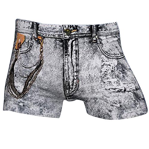 Shujin Herren Basic 3D Jeans Muster aufdrucken Unterhose Boxershorts Slip Männer Badehose Unterwäsche Atmungsaktiv Dessous von Shujin