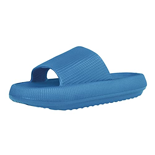 Shujin Schlappen Unisex Badelatschen Bequem Wolken Slipper Super Weich Dick Anti-Rutsch Hausschuhe Herren Damen Sommer Pantoletten Cloudyzz latschen(Blau,EU 38/39) von Shujin