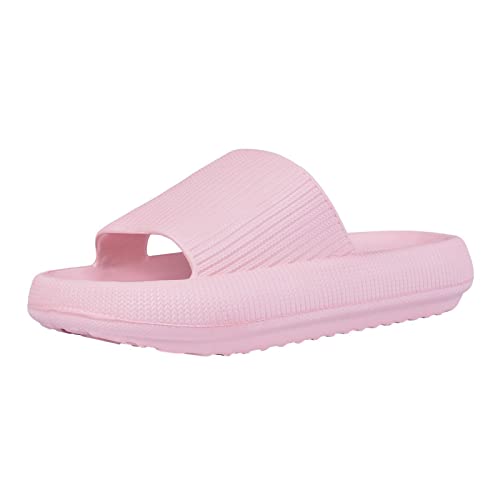 Shujin Schlappen Unisex Badelatschen Bequem Wolken Slipper Super Weich Dick Anti-Rutsch Hausschuhe Herren Damen Sommer Pantoletten Cloudyzz latschen(Rosa,EU 38/39) von Shujin