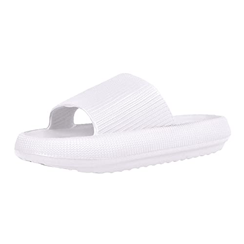 Shujin Schlappen Unisex Badelatschen Bequem Wolken Slipper Super Weich Dick Anti-Rutsch Hausschuhe Herren Damen Sommer Pantoletten Cloudyzz latschen(Weiß,EU 40/41) von Shujin