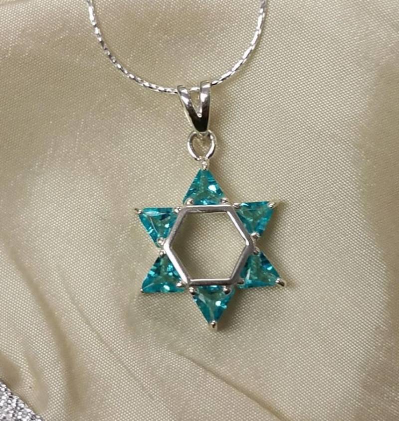 Magen David Sterling Mit Aquamarin Dreieck Steine von ShukisJudaica