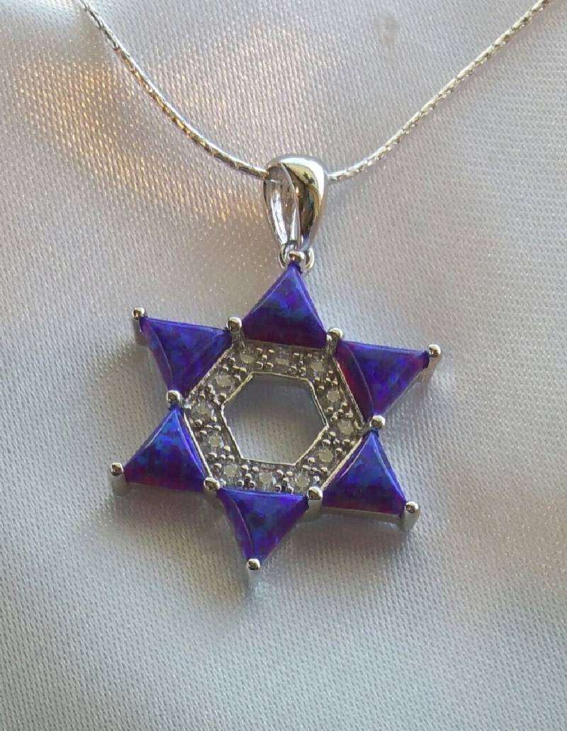 Purple Opal Davidstern Besetzt Mit Offener Mitte, Sechszackiger Stern von ShukisJudaica