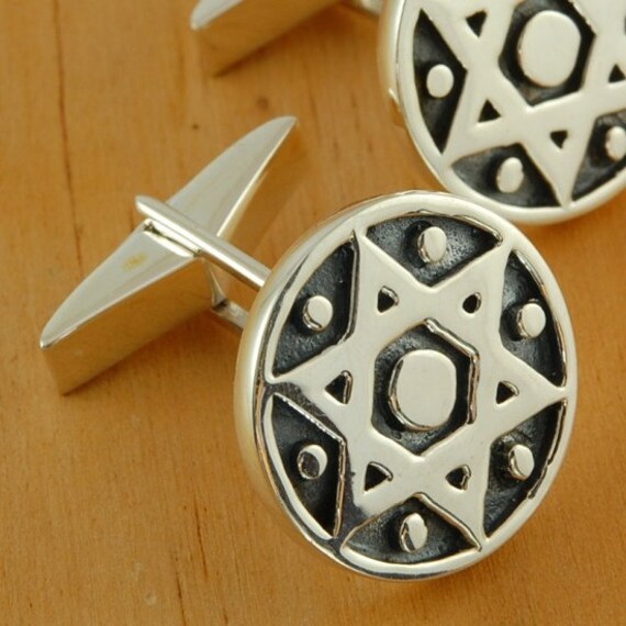 sterling Silber Davidstern Manschettenknöpfe von ShukisJudaica
