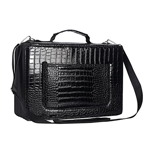 Shulaner Federmäppchen 500 Slots für 500 Buntstifte oder 340 Farbgelstifte mit 5 Reißverschluss Verschluss, große Kapazität PU-Leder Federmappe Bleistifte Halter Case - Schwarz, Kleinen Fächern von Shulaner