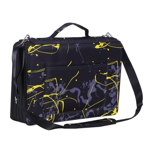 Shulaner Federmäppchen 500 Slots für 500 Buntstifte oder 340 Farbgelstifte mit Reißverschluss Große Kapazität Blumen Stift Halter Tasche (Gelb Camouflage, Small Slots) von Shulaner