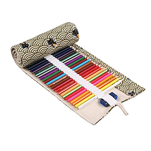Shulishishop stiftemappe rollmäppchen Leinwand Federmäppchen Bleistiftverpackung Bleistiftbeutel Federmäppchen Mädchen 24 von Shulishishop